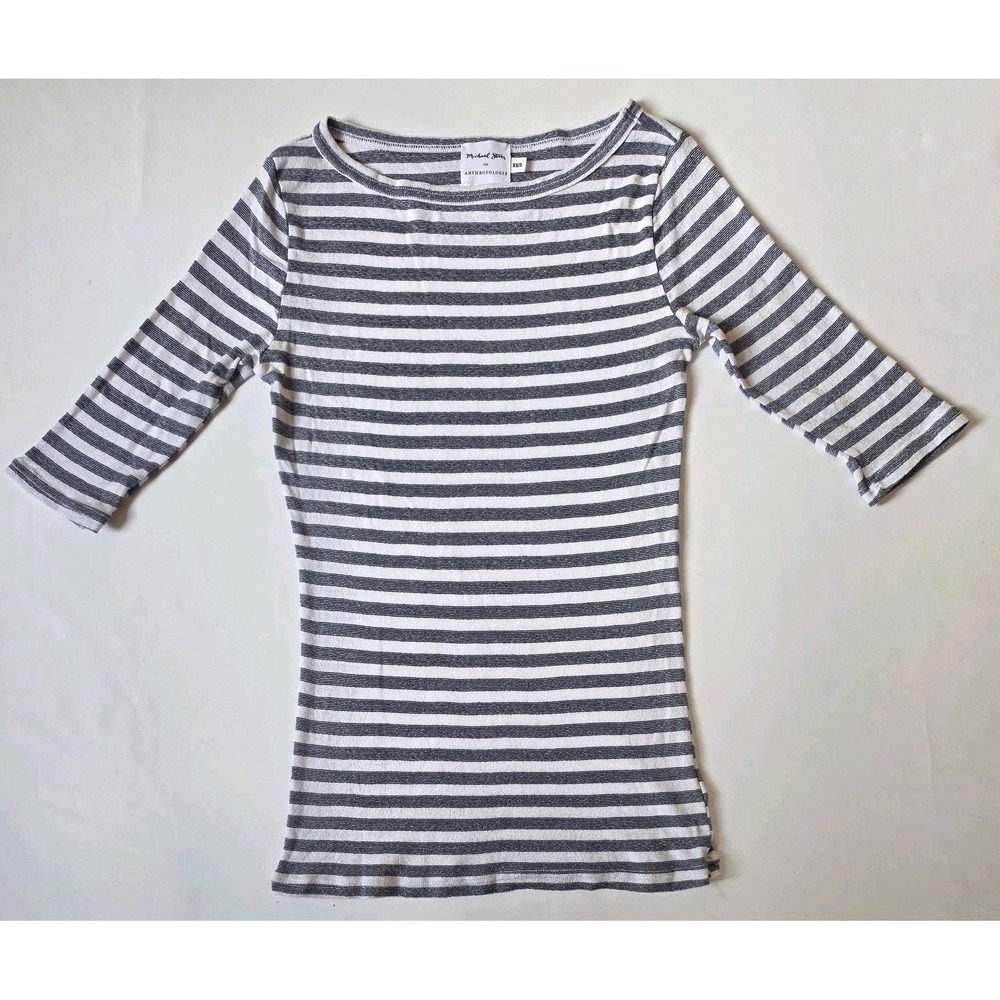Michael Stars for Anthropologie Women's Striped T-Shirt in "Shine" Fabric,Size:S